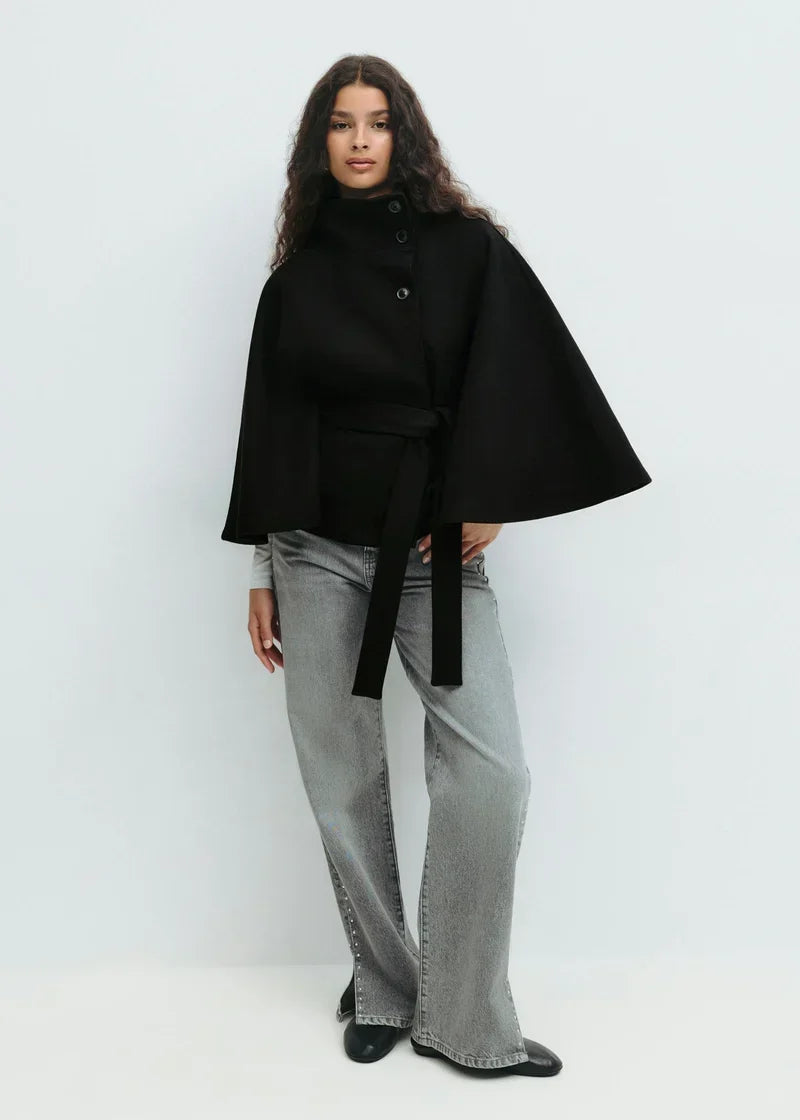 Irene Cape Coat, black, photo 1 #COLOR_4