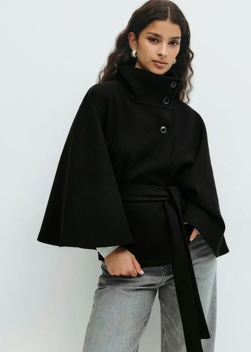 Irene Cape Coat, black, photo 2 #COLOR_4